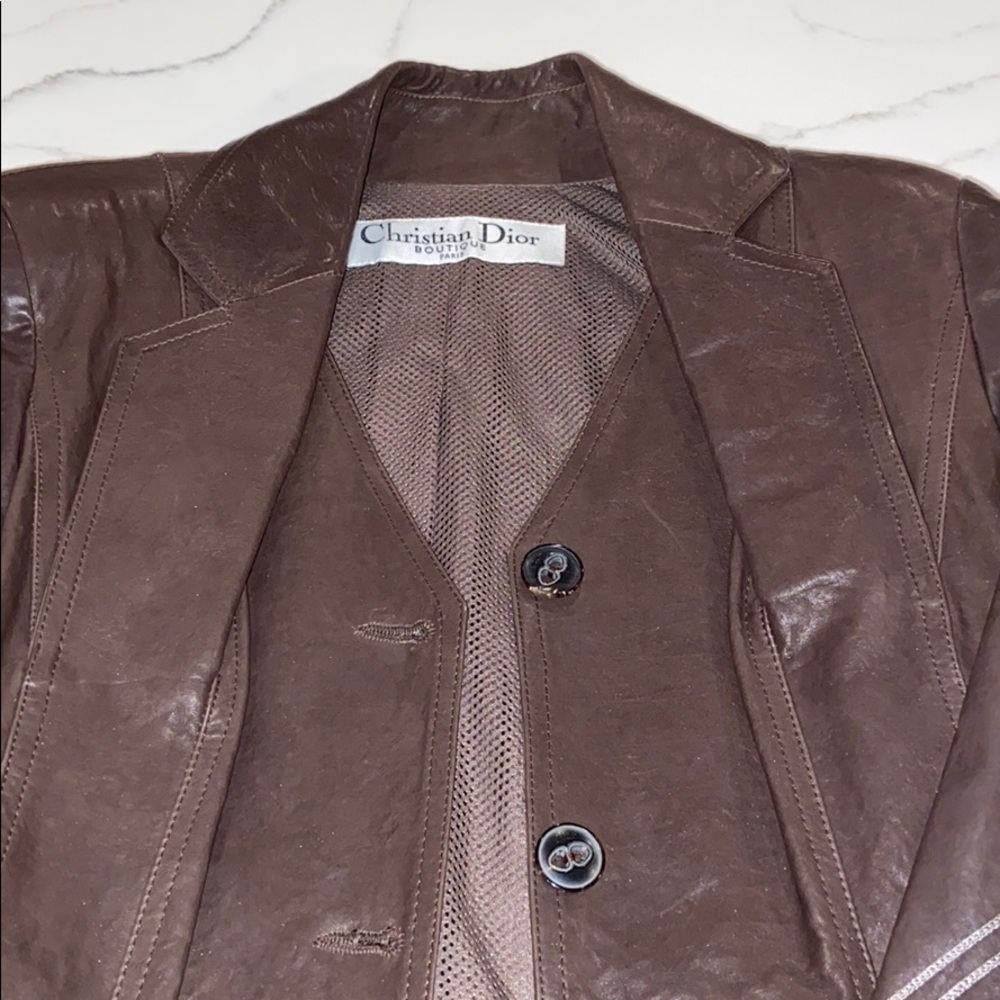 Brown Leather Christian Dior Jacket - Picture 4 of 11